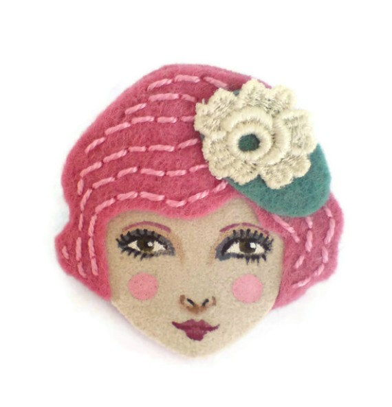 Flapper Girl Felt Brooch