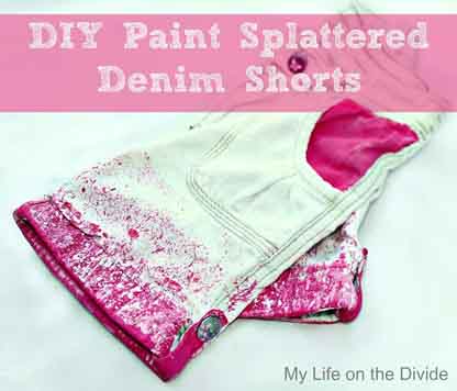 DIY paint splattered shorts