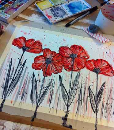 watercolor poppies